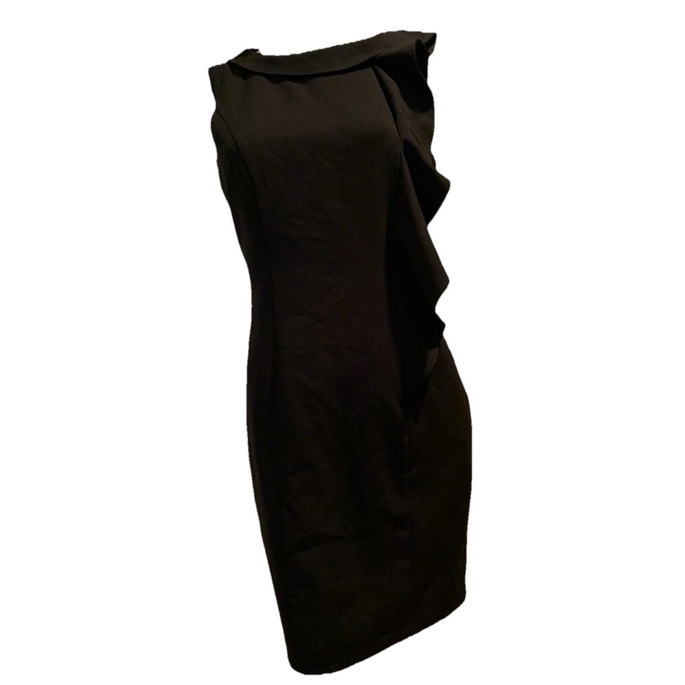 CALVIN KLEIN Black Sleeveless Ruffle Dress Size 6